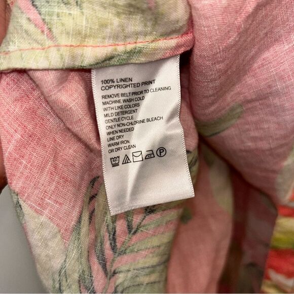 Tommy Bahama Tropical Floral Print Button Down Belted Linen Midi Dress - Picture 10 of 12